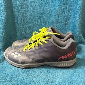 Gray and Yellow Men’s Yonex  Aerus Athletic Shoes size 10